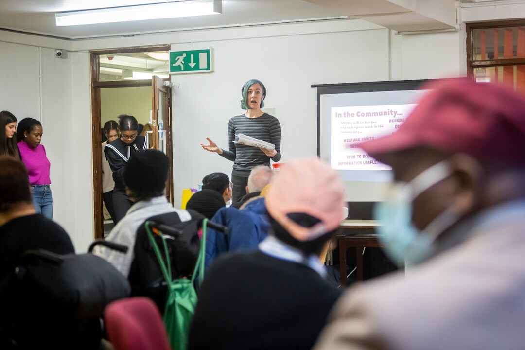 woman presenting to audience