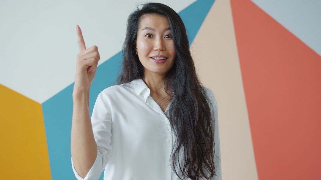 woman explaining concept confidently
