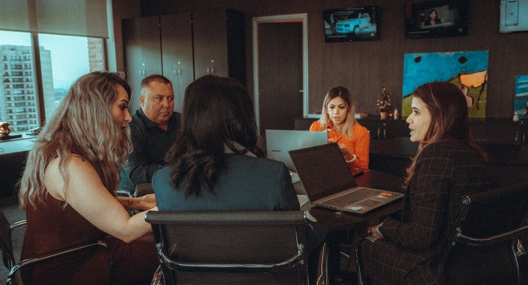 team discussion in office