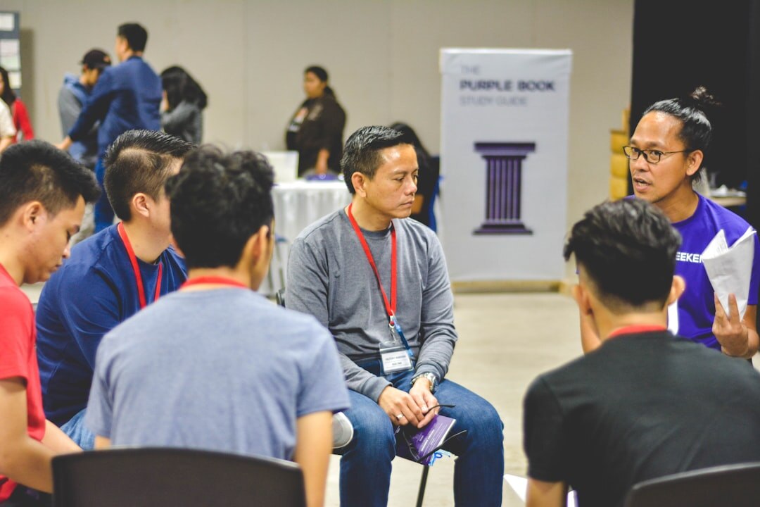 group of people talking